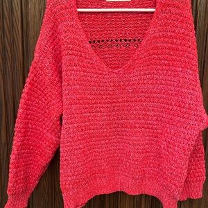 Vibrant V-Neck Knit Sweater Sz S